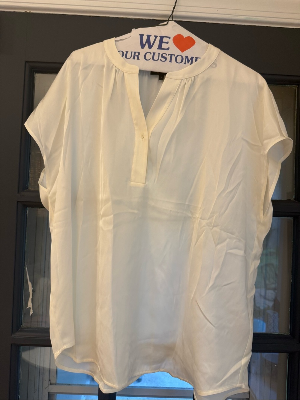 Quince Cream Silk  Women's Blouse Large